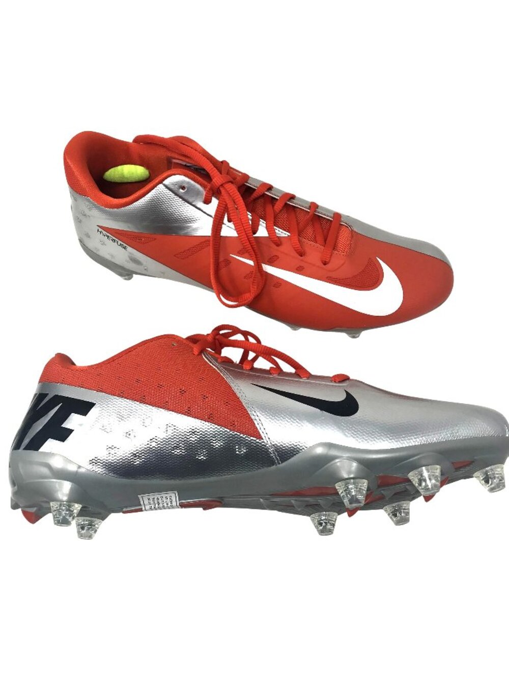 Nike Hyperfuse Orange Silver Football Cleats Shoes Size 14.5